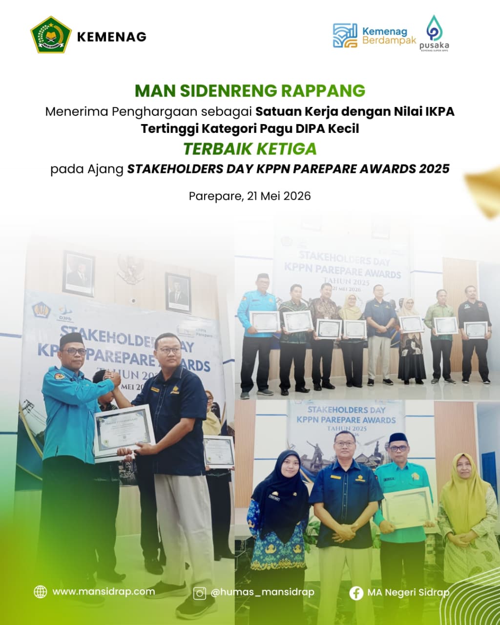 MAN Sidenreng Rappang Raih Prestasi Membanggakan di KPPN Parepare Awards 2025